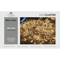 1x Clusterverlichting timer 384 warm witte leds - Kerstverlichting kerstboom