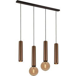 Taboron 4L hanglamp 2xGU10 (excl) 2xE27 (excl) zwart + geborsteld brons