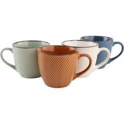 OTIX Koffiekopjes - met Oor - Koffietassen - Set van 4 - Theemok - Verschillende kleuren - Aardewerk - 250 ml - HEATHER