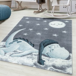 Tapijtenloods Bambi Dino Kinderkamer Vloerkleed Laagpolig Blauw Grijs- 160x230 CM