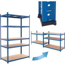 Werkplaatsplank blauw, 200x100x50 cm, gemaakt van gepoedercoat metaal en MDF-hout, tot 350 kg