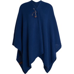 Knit Factory Jazz Gebreid Omslagvest - Dames Poncho - Kings Blue - One Size - Inclusief sierspeld