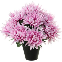 Louis Maes Kunstbloemen plant in pot - lila paars tinten - 28 cm - Bloemenstuk ornamentA - Chrysanten - Kunstbloemen