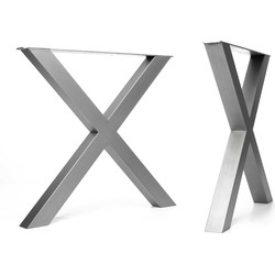 The Hairpin Leg Co. - Dik X-Frame - Industriële poten - Tafel - H71xW78cm - Brede tafelpoten - Transparante lak