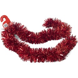 Kerstboom folie slingers/lametta guirlandes van 180 x 12 cm in de kleur glitter rood - Kerstslingers