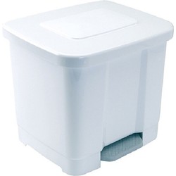 Plasticforte Pedaalemmer - 2-vaks - wit - 35 liter - 43 x 38 cm - Pedaalemmers