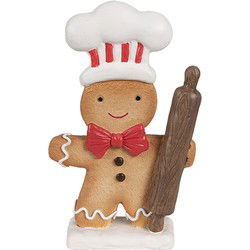 Clayre & Eef Kerstdecoratie Gingerbread man 18 cm Bruin Kunststof