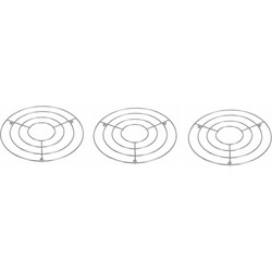 3x Pannen onderzetter rond verchroomd metaal - Panonderzetters