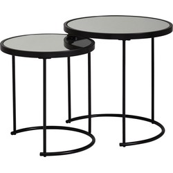 Pippa Design set van 2 ronde spiegelglas salontafels - zwart