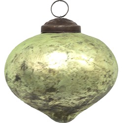 Clayre & Eef Kerstbal  Ø 7 cm Groen Glas Kerstdecoratie