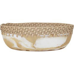 MUST Living Bowl Da Vinci ROUND,±12xØ35 cm, resin brown/white and synthetic abaca