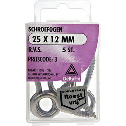 Schroefogen 25x12mm rvs 5st