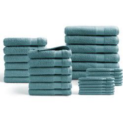 DoubleDry Hotel Handdoeken 30-delig Set - 100% Katoen 500 g/m2 - Zacht & Absorberend - Denimblauw