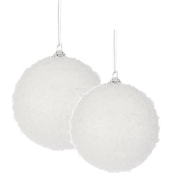 36x stuks kerstversiering witte sneeuw effect kerstballen 6 en 8 cm - Kerstbal