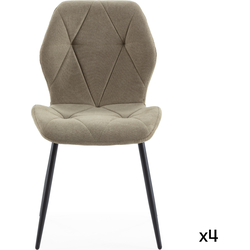 Set van 4 stoelen in stof met zwarte metalen poten L47,5 cm - LUNA