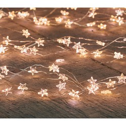 Set van 6x stuks kerst cascade verlichting sterretjes met timer warm wit 8x 50 cm - Lichtsnoeren