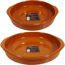 Set van 2x stuks tapas borden/ovenschalen Alicante met handvatten 34 en 26 cm - Snack en tapasschalen