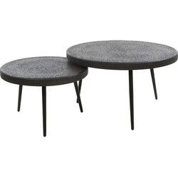 Salontafel Rond - Zwart Metaal - Set Van 2 - 74x74x35cm