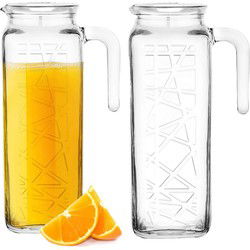 Glasmark Waterkan - 2x - met deksel - 1L - glas - schenkkan - waterkaraf - Schenkkannen