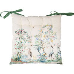 Clayre & Eef Stoelkussen Foam  40x40 cm Beige Katoen Vierkant Tropisch motief Zitkussen