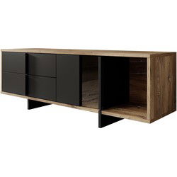 Meubella - TV-Meubel Jonna - Eiken - Zwart - 160 cm