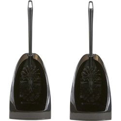 Toiletborstel en houder - 2x - zwart - 42 x 15 x 42 cm - toiletgarnituur - Toiletborstels