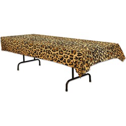 Tafellaken/tafelkleed luipaard - 137 x 274 cm - kunststof - Jungle/dieren thema - Tafellakens