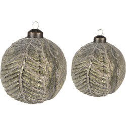 Clayre & Eef Kerstbal Set van 2  Ø 10 / Ø 8 cm Groen Glas Kerstdecoratie