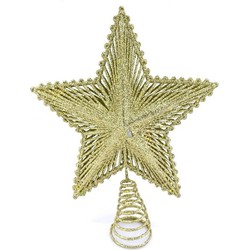 Kunststof kerstboom ster piek goud 24 cm - Kerstpieken - kerstboompieken