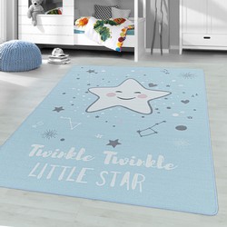 Tapijtenloods Play Vloerkleed Kinderkamer Little Star Laagpolig Blauw- 100x150 CM