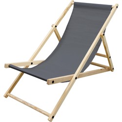 Opklapbare houten ligstoel 3 ligposities tot 120 kg antraciet