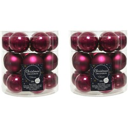 54x stuks kleine glazen kerstballen framboos roze (magnolia) 4 cm mat/glans - Kerstbal