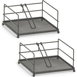 Zeller Servettenhouder - 2x - met stop - metaal - 17cm - servethouders - Servethouders
