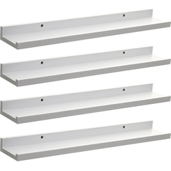 MISOU Wandplank - Zwevend - Fotoplank - Boekenplank - 4 Stuks - Wit - 58x10x4cm - MDF - Wanddecoratie
