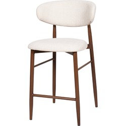 Barstoel - Beige Stof - Zithoogte 65cm - 55x52x94cm - Alexia - Set van 2