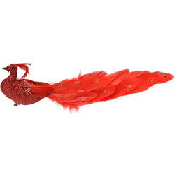Clayre & Eef Decoratie Vogel 30x9x9 cm Rood Kunststof