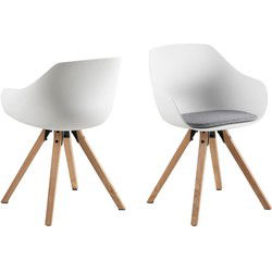 Eetkamerstoel - Lichtgrijs Stof - Zithoogte 48,5cm - Yorna - Set van 2
