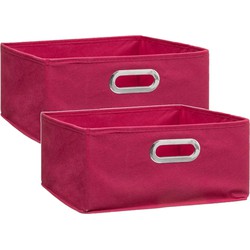 Set van 2x stuks opbergmand/kastmand 14 liter framboos roze linnen 31 x 31 x 15 cm - Opbergmanden