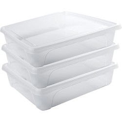 Vershoudbakje - 3x - laag - transparant - 2 liter - 24 x 20 x 6 cm - Vershoudbakjes