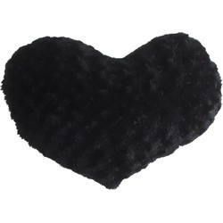 Pluche kussen hart zwart 28 x 36 cm - Sierkussens