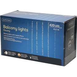 LED gordijnverlichting balkon warm wit 420 lampjes - Kerstverlichting lichtgordijn