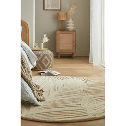 Rond Modern Wollen vloerkleed - Lino Leaf Naturel / Crème - 160 X 160 CM Rond
