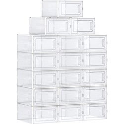 Set van 18 stapelbare transparante plastic schoenendozen