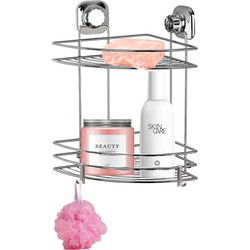 Concorde - Doucherekje - hoek-model 2-laags - zilver - H40 cm - Douche- en badrekjes