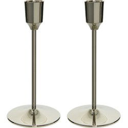 Set van 3x stuks luxe diner kaarsen staande kandelaar aluminium kleur zilver 15 cm - kaars kandelaars