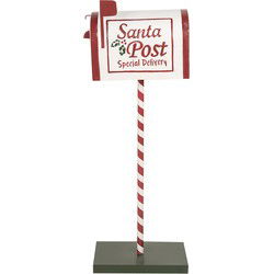 Clayre & Eef Kerstdecoratie Brievenbus Wit Rood Metaal