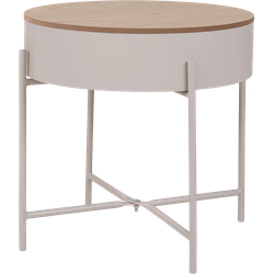 Sef metalen bijzettafel beige - met opbergruimte - Ø 40 cm