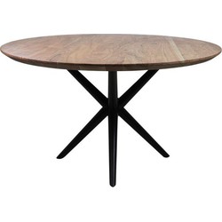 HSM Collection-Ronde Eettafel Zurich-ø100x76-Naturel/Zwart-Acacia/Metaal