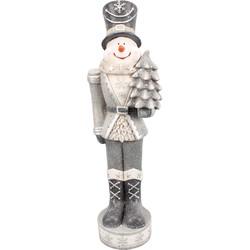 Clayre & Eef Beeld Sneeuwpop 82 cm Zilverkleurig Polyresin Kerstdecoratie