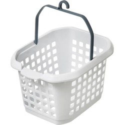 5Five Wasknijpers ophang mandje/bakje - 22 x 13 x 17 cm - wit - knijperszakken